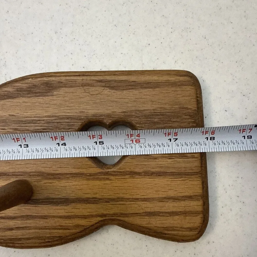 Vintage Wood Wall Shelf Heart Cutouts 2 Peg Hooks Country Cottagecore